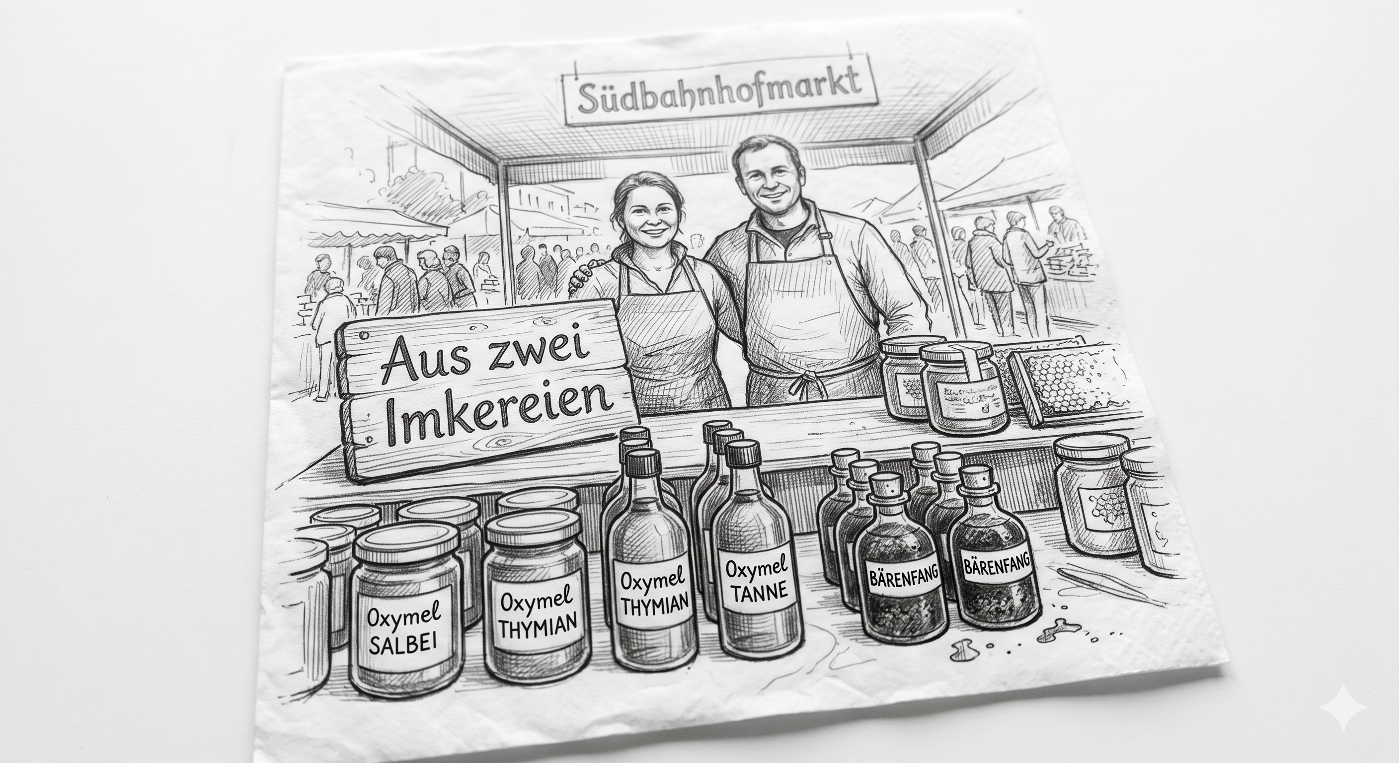 Illustration zu Die zweite Tracht mit Cremehonig, Einmachgläsern und Imkereibezug